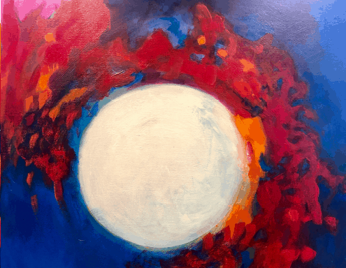 Carlotta Cerrato Artwork: vibrant red and blue around a white circle