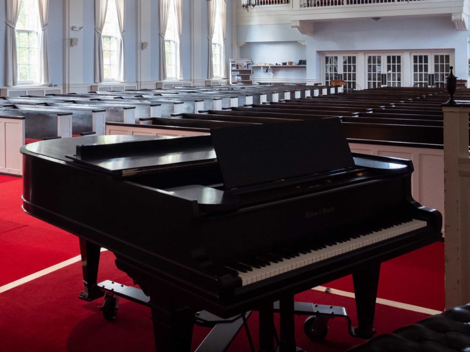 grand piano in the sanctuary