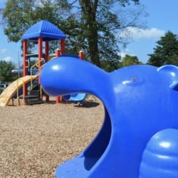 Church playground in blue