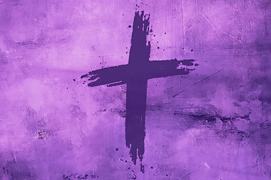 Purple ashes in shape of cross