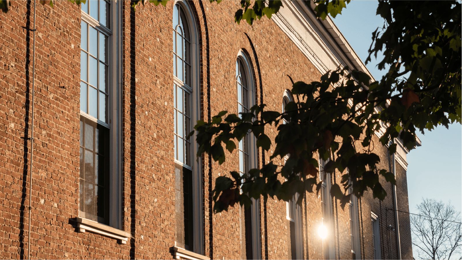 Sun glistening off ornate windows